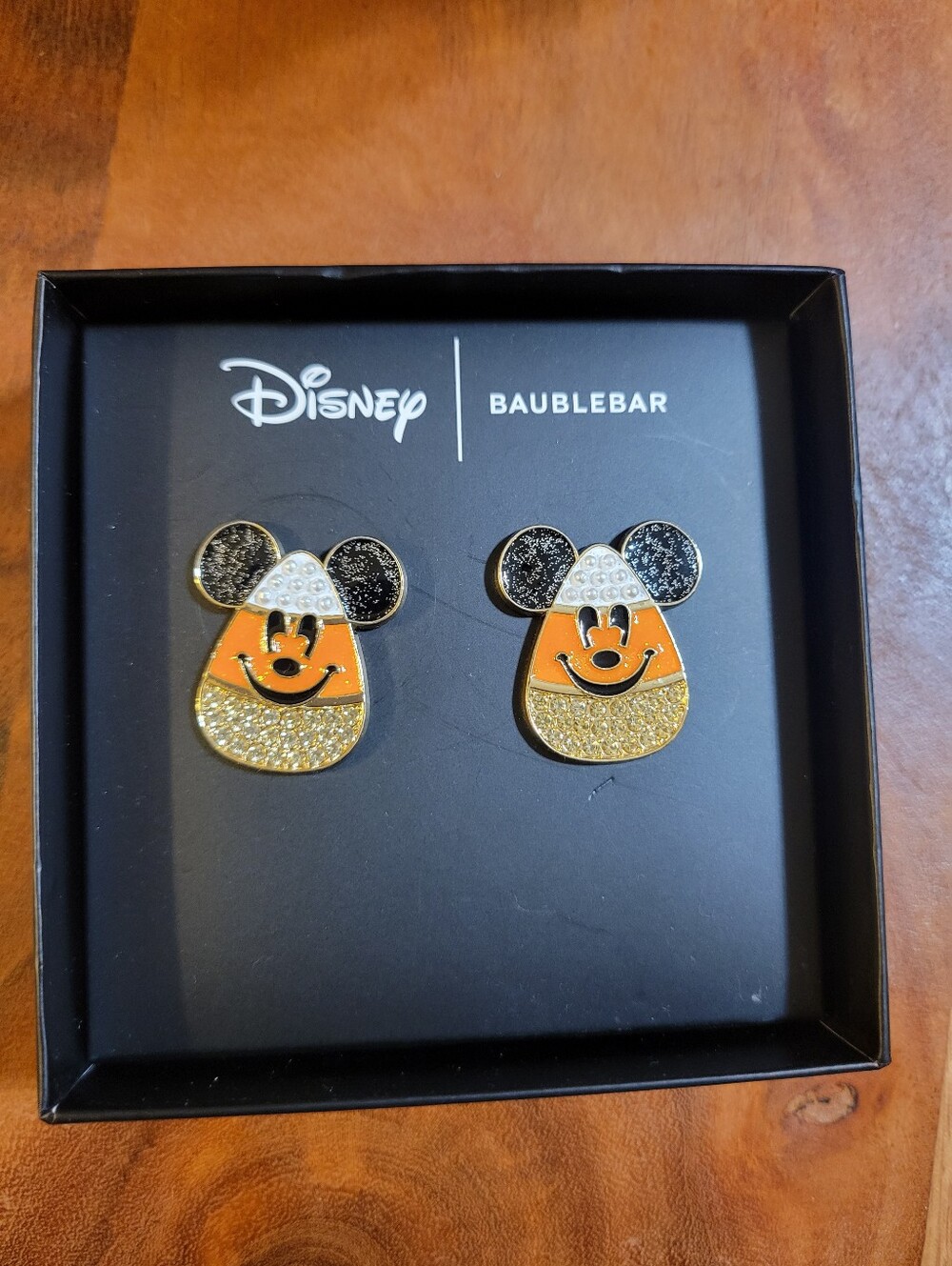 Disney x BaubleBar Candy Corn Mickey Stud Earrings - Orange & Gold